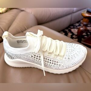 AETREX Sneakers Shoes Carly Sparkle Rhinestone Size 7 EU38 White